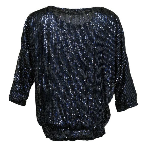 Jasambac Women's Top Sz S Short Sleeve Pull Over Polyester Blue - Picture 2 of 4